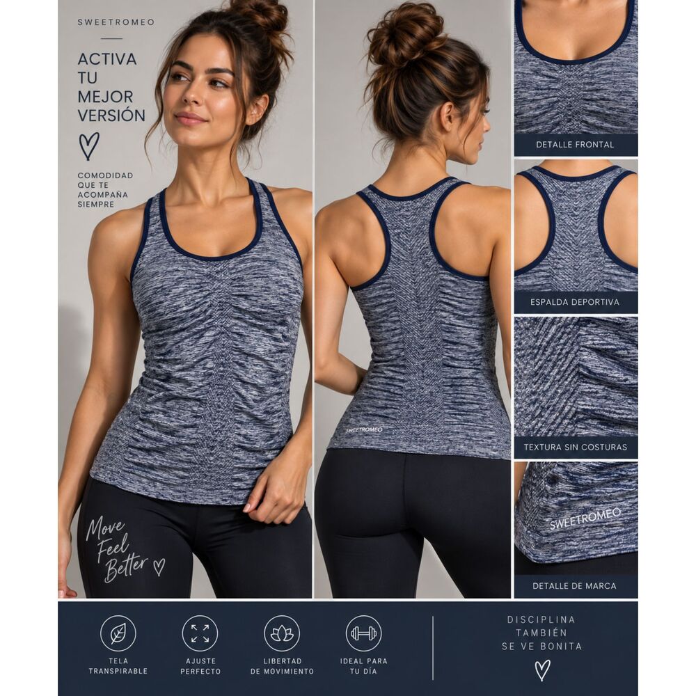 Sweet Romeo Active S/M Navy Seamless Racerback Workout Tank Top NWT